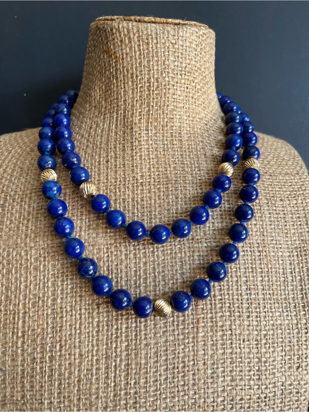 Vintage genuine lapis Lazuli bead necklace.
